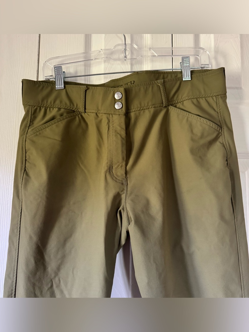 Women’s Olive Riding Breeches with Contrast Ankle Panels - Picture 2 of 8